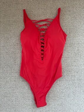 Bleu Rod Beattie Coral Lace-Up One-Piece Swimsuit